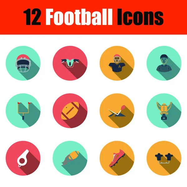 Juego Iconos Fútbol Diseño Plano Con Sombra Larga Ilustración Vectorial — Archivo Imágenes Vectoriales