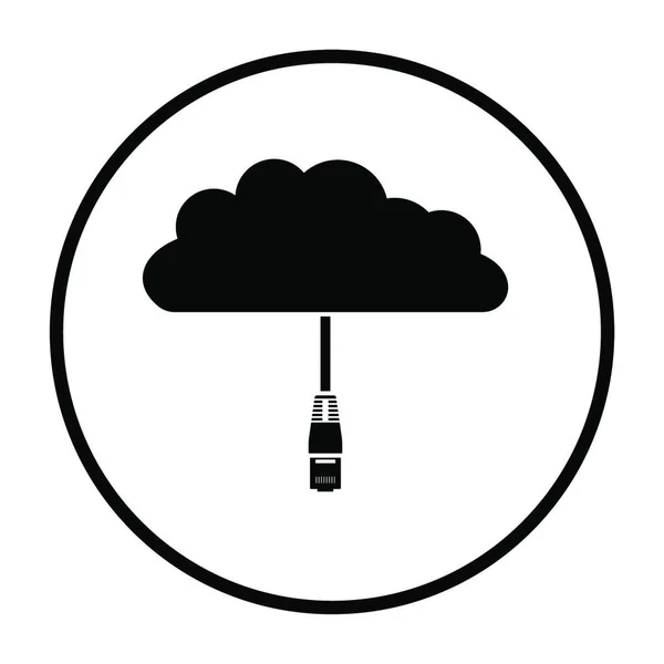 Network Cloud Icon Diseño Plantilla Círculo Delgado Ilustración Vectorial — Vector de stock