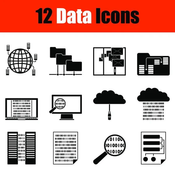 Conjunto Iconos Datos Ilustración Vectorial Totalmente Editable Texto Ampliado — Archivo Imágenes Vectoriales