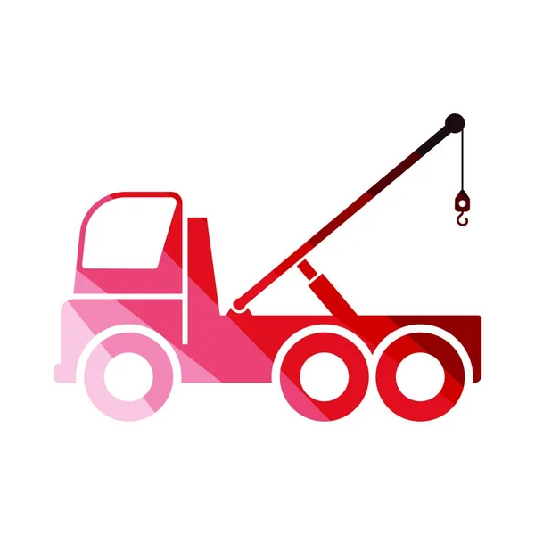 Auto Slepen Truck Icoon Vlakke Kleur Ontwerp Vector Illustratie — Stockvector