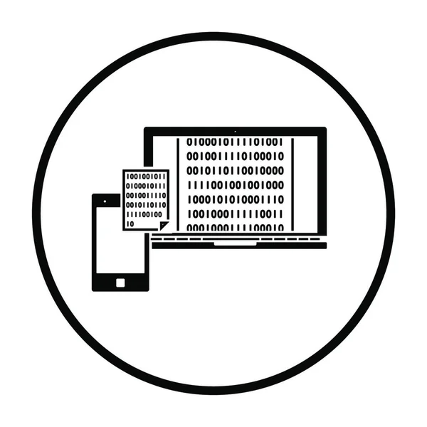 データ アイコンの交換 薄い円ステンシルデザイン ベクトルイラストレーション — ストックベクタ