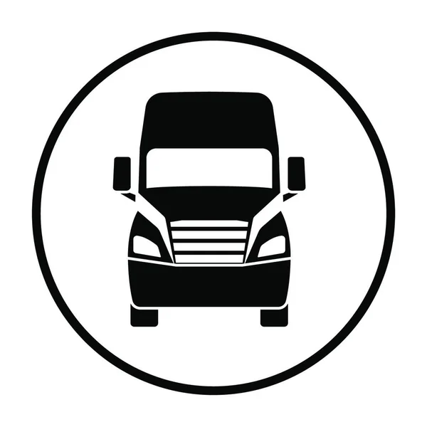 Truck Icon Front View Thin Circle Stencil Design Vector Illustration — Stock Vector
