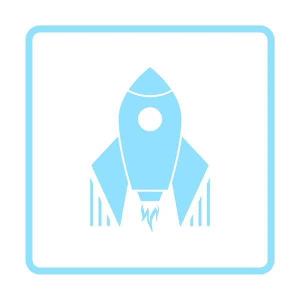 Startup Rocket Icon Desenho Moldura Azul Ilustração Vetorial — Vetor de Stock