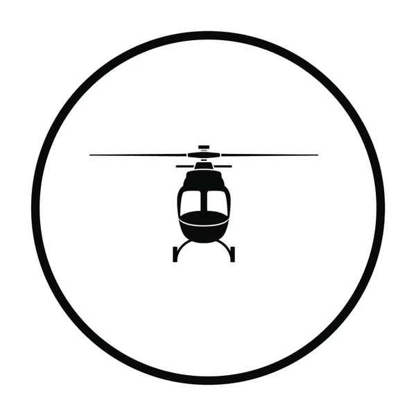 Helikopter Ikon Előnézete Vékony Kör Stencil Design Vektoros Illusztráció — Stock Vector