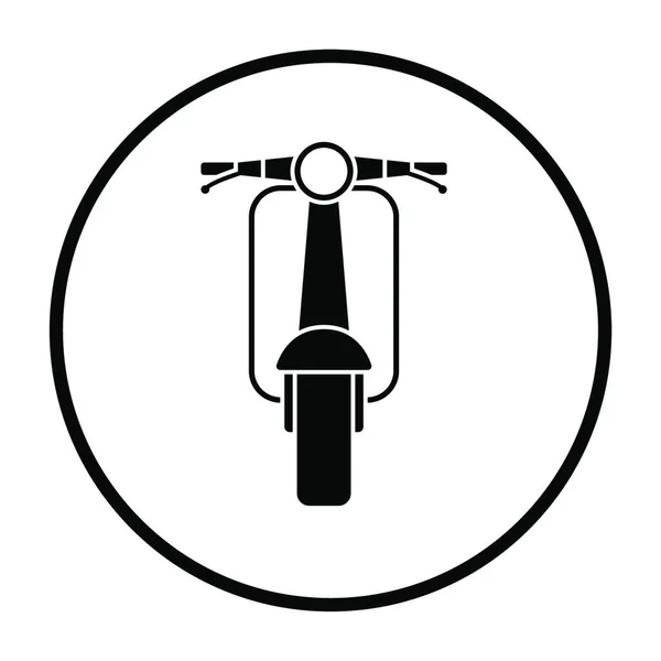 スクーターアイコン正面図 薄い円ステンシルデザイン ベクトルイラストレーション — ストックベクタ