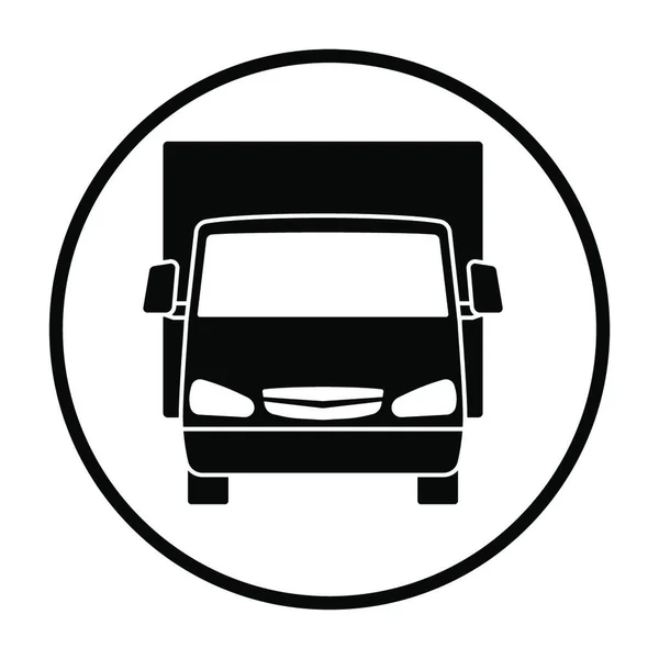 Van Truck Ikon Framifrån Tunn Cirkel Stencil Design Vektor Illustration — Stock vektor