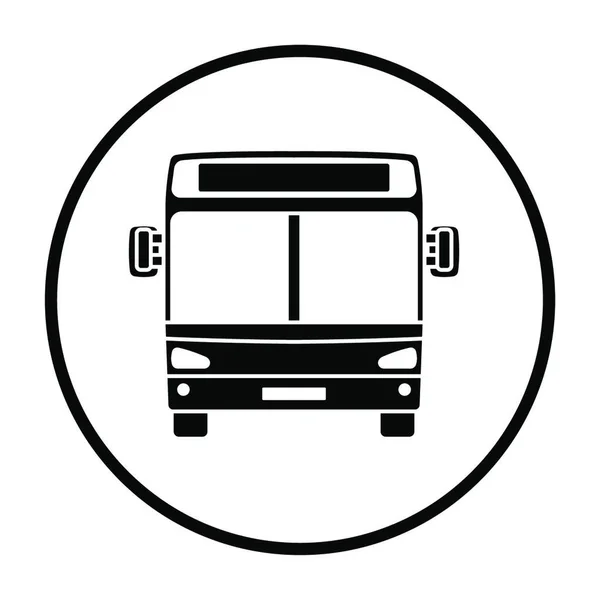 市バスアイコン正面図 薄い円ステンシルデザイン ベクトルイラストレーション — ストックベクタ