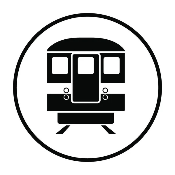 地下鉄の列車のアイコン正面図 薄い円ステンシルデザイン ベクトルイラストレーション — ストックベクタ