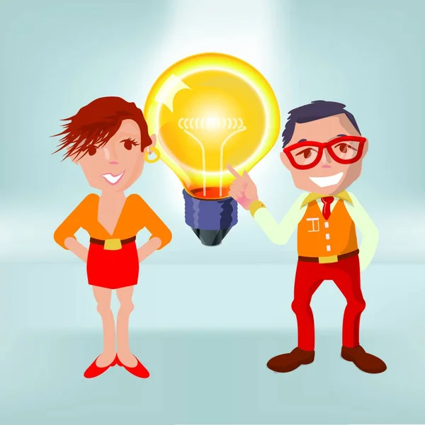 Males Big Light Bulb Lots Good Ideas — Stock Vector
