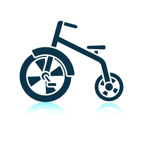 Icono Triciclo Bebé Diseño Reflejo Sombra Ilustración Vectorial — Vector de stock