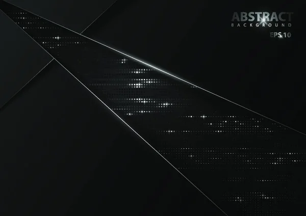 シルバー要素を持つ暗い抽象的な技術の背景 暗い幾何学的形状と銀の装飾 ベクトルを持つ詳細なグラフィックイラスト — ストックベクタ