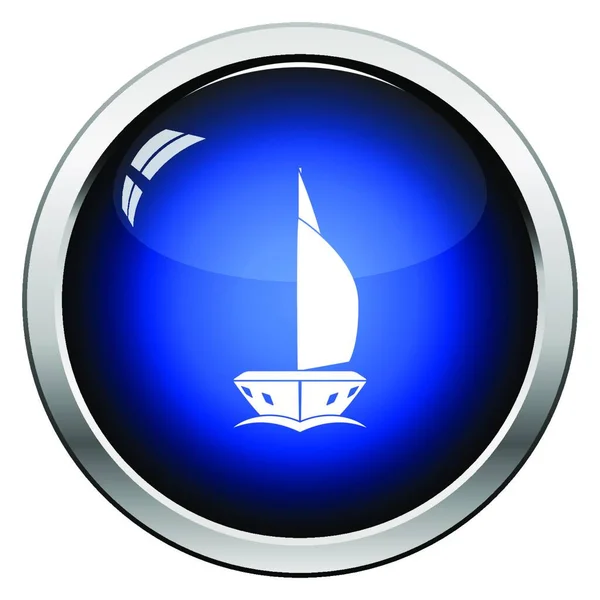 Segel Yachtsymbol Frontansicht Hochglanz Knopfdesign Vektorillustration — Stockvektor