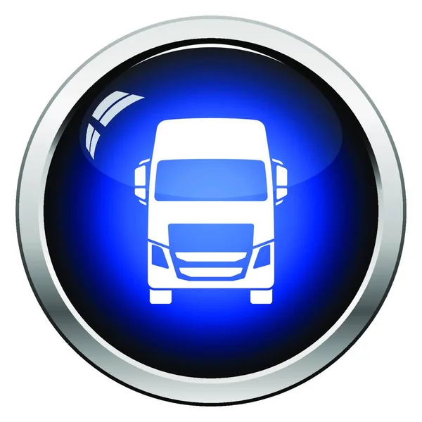 Ciężarówka Ikona Widok Przodu Błyszczący Przycisk Design Ilustracja Wektorowa — Wektor stockowy
