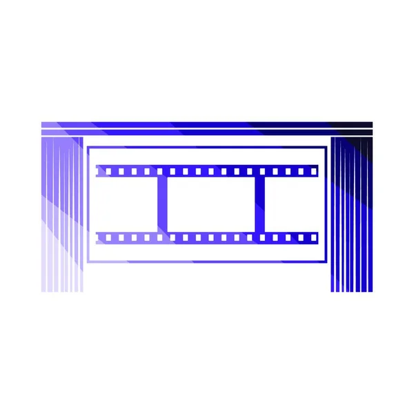 Cinema Theater Auditorium Icon Vlakke Kleur Ontwerp Vector Illustratie — Stockvector
