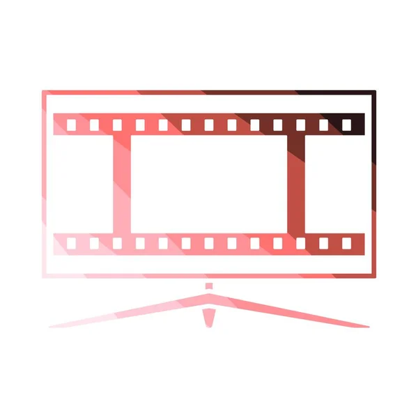 Cinema Screen Icon Flat Color Design Vector Illustration — Stock Vector