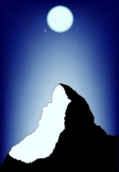 Över Matterhorn Fullmåne — Stock vektor