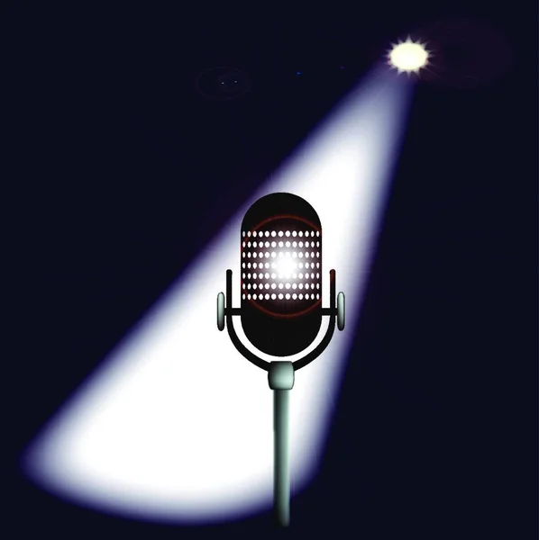 Ein Mikrofon Steht Auf Der Bühne Für Den Darsteller Bereit — Stockvektor