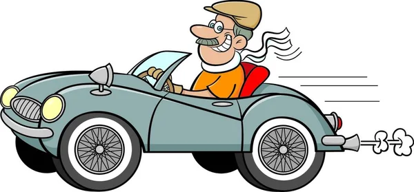 一名男子驾驶一辆跑车的卡通插图 — 图库矢量图片