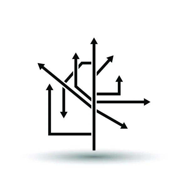 Icône Direction Flèches Noir Sur Fond Blanc Avec Ombre Illustration — Image vectorielle