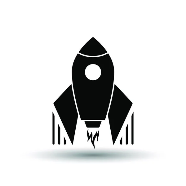 Startup Rocket Icon Preto Fundo Branco Com Sombra Ilustração Vetorial — Vetor de Stock