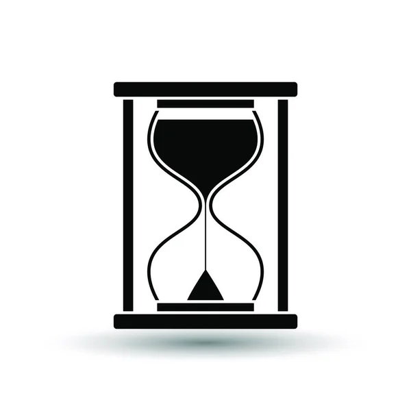 Icono Reloj Arena Negro Sobre Fondo Blanco Con Sombra Ilustración — Vector de stock