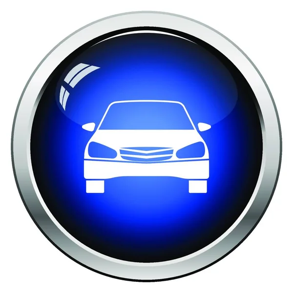 Sedán Icono Del Coche Vista Frontal Diseño Botón Brillante Ilustración — Vector de stock