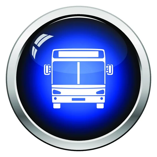 Stadt Bus Symbol Frontansicht Hochglanz Knopfdesign Vektorillustration — Stockvektor