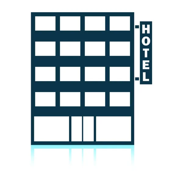 Ícone Edifício Hotel Projeto Reflexão Sombra Ilustração Vetorial — Vetor de Stock