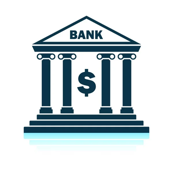 Het Pictogram Van Bank Schaduw Reflectie Ontwerp Vectorillustratie — Stockvector