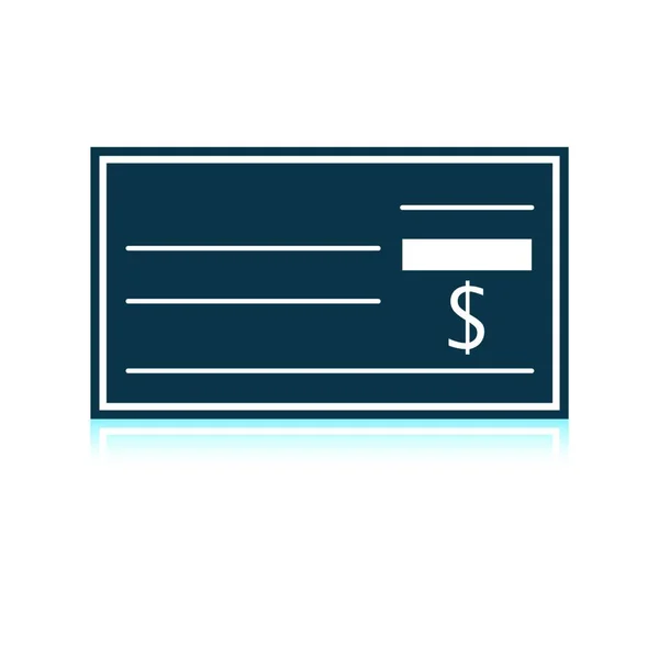 Bank Check Icon Shadow Reflection Design Vector Illustration — Stock Vector