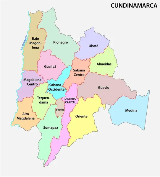 Mapa Vetorial Administrativo Político Departamento Colombiano Cundinamarca —  Vetores de Stock