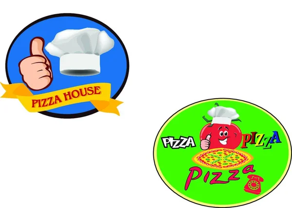 Aufkleber Mit Bild Von Pizza — Stockvektor