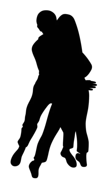 一对夫妇热情拥抱的插图剪影 孤立的白色背景 Eps 文件可用 — 图库矢量图片