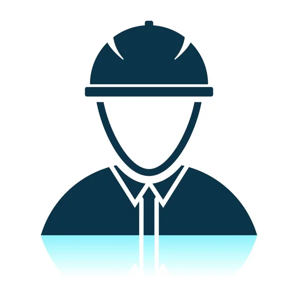 建筑工人头戴头盔的图标 阴影反射设计 矢量图 — 图库矢量图片