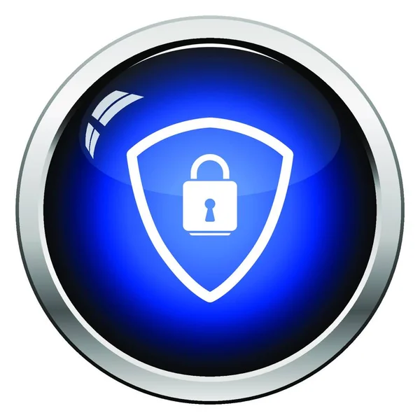 Veri Güvenliği Simgesi Parlak Düğme Tasarımı Vektör Llüstrasyonu — Stok Vektör