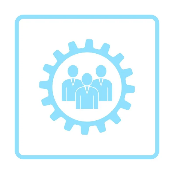 Icono Trabajo Equipo Diseño Marco Azul Ilustración Vectorial — Vector de stock