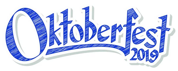 蓝白相间的标题 带有笔迹图案和文字Oktoberfest 2019 — 图库矢量图片
