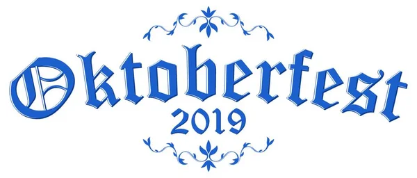 Eps 10矢量文件 蓝白标题 文本Oktoberfest 2019 — 图库矢量图片
