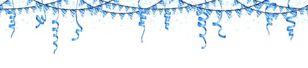 Guirlandas Oktoberfest Com Padrão Xadrez Azul Branco Streamers Confete Azul — Vetor de Stock