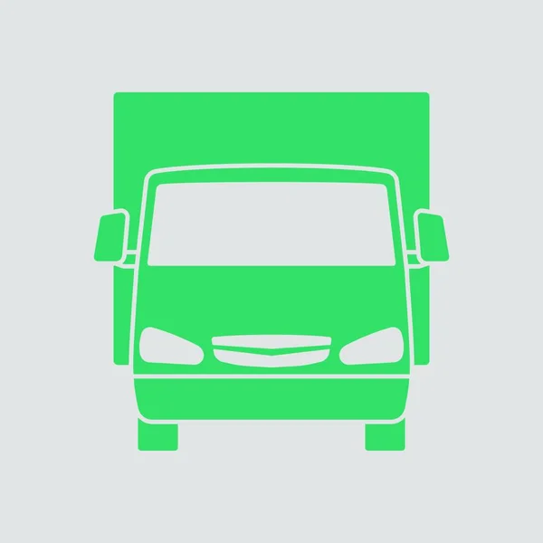 Icona Van Truck Front View Verde Sfondo Grigio Illustrazione Vettoriale — Vettoriale Stock
