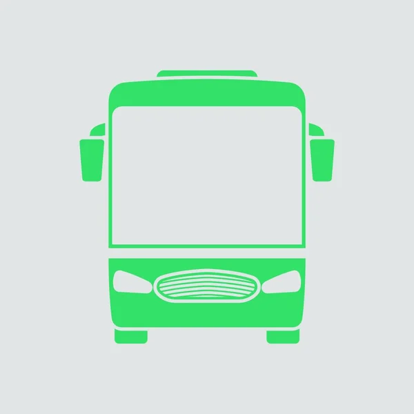 Bus Touristique Icône Vue Face Vert Sur Fond Gris Illustration — Image vectorielle