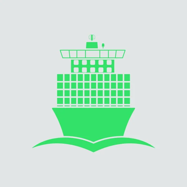 Container Ship Icon Vue Face Vert Sur Fond Gris Illustration — Image vectorielle