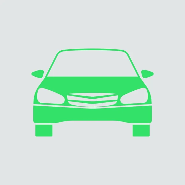 轿车图标前视图 灰色背景为绿色 矢量插图 — 图库矢量图片