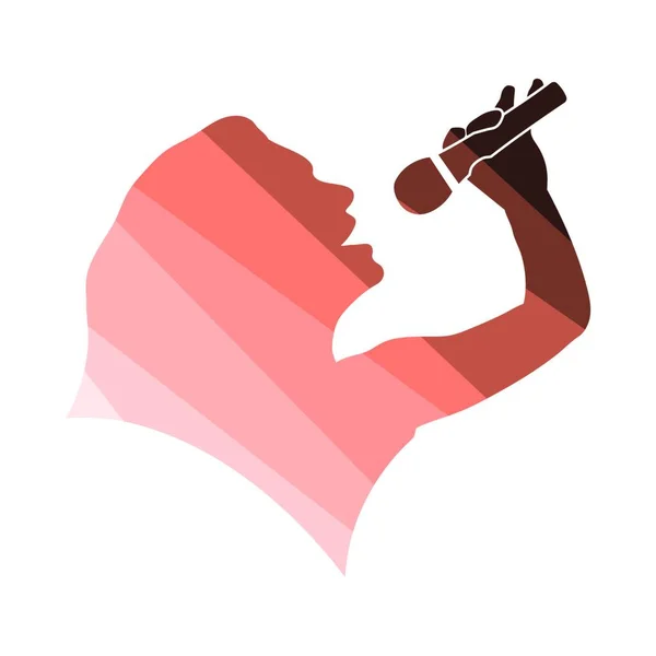 Икона Силуэта Караоке Женщин Плоская Цветовая Лестница Векторная Миграция — стоковый вектор