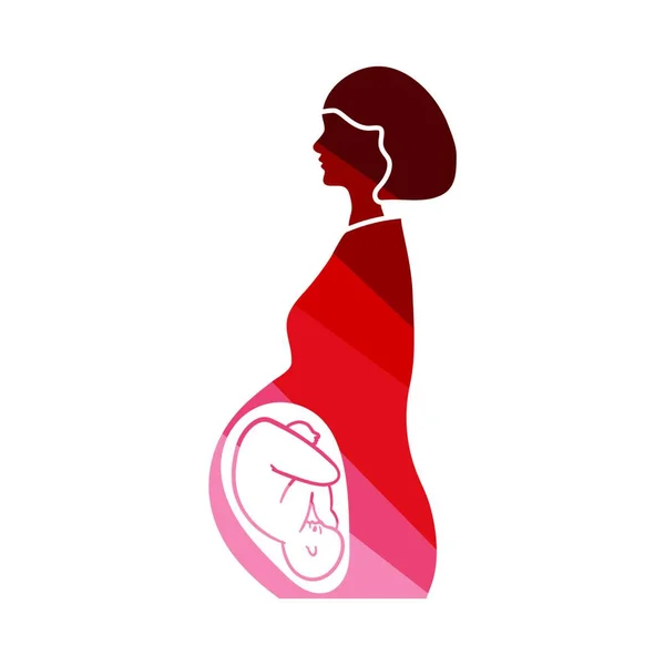 Έγκυος Γυναίκα Μωρό Icon Επίπεδη Χρώμα Σκάλα Σχεδιασμού Απεικόνιση Διανυσματικών — Διανυσματικό Αρχείο