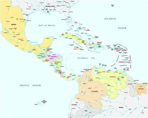 Mapa Associação Dos Estados Caribe —  Vetores de Stock