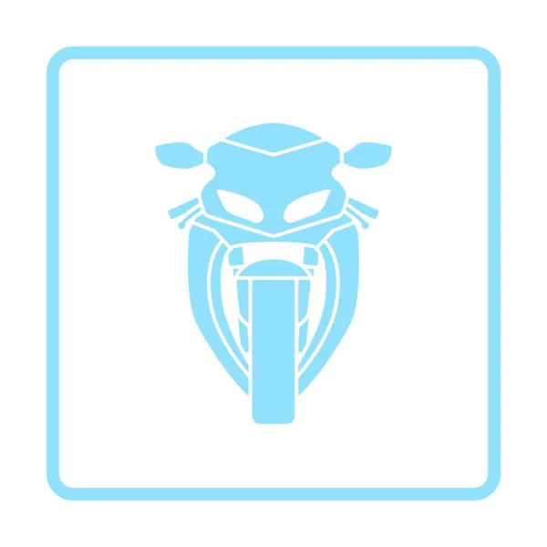 Motocicleta Ícone Vista Frontal Desenho Moldura Azul Ilustração Vetorial —  Vetores de Stock