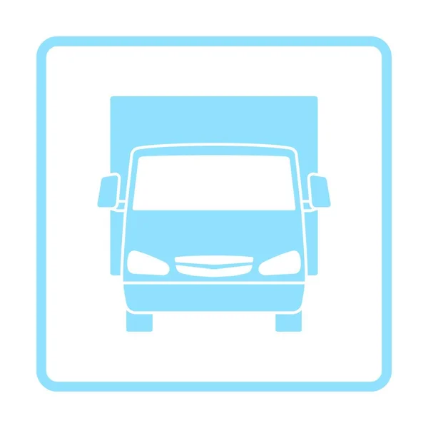 Μπροστινή Όψη Icon Φορτηγού Μπλε Σχεδιασμός Καρέ Απεικόνιση Διανυσματικών Φορέων — Διανυσματικό Αρχείο