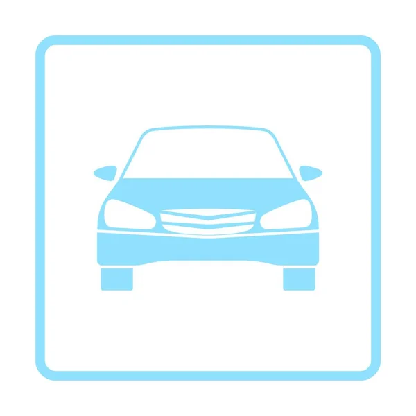 Sedan Car Icon Front View Blue Frame Design Vector Illustration — Stock Vector