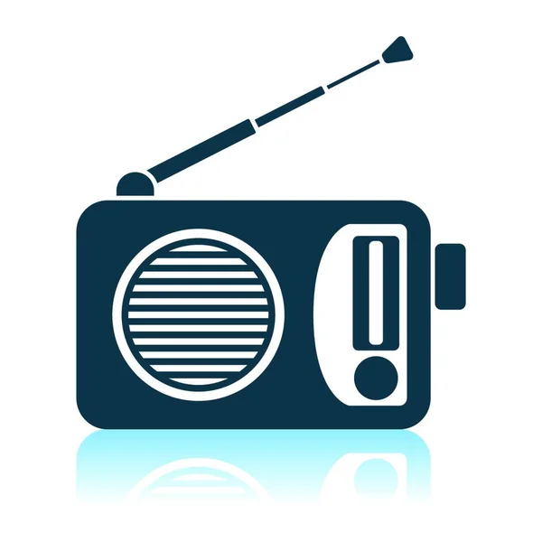 Icono Radio Diseño Reflejo Sombra Ilustración Vectorial — Archivo Imágenes Vectoriales